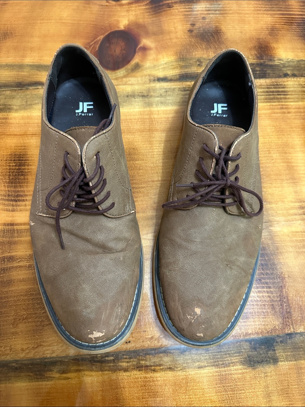 jf j.ferrar Brown Lace-Up Derby Shoes